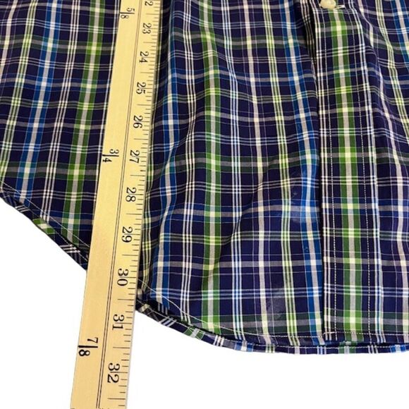 Maker & Company Button Front Shirt Violet Purple Blue Green White Size Medium - Picture 8 of 9